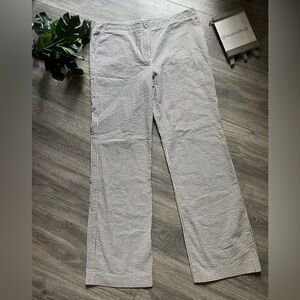 J Crew Seersucker Stretch Straight Leg Trouser Pants in Gray & White. Size 10